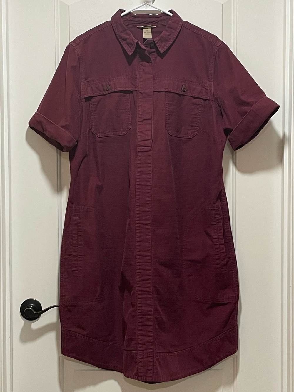 Fall Cottagecore Farmhouse Duluth Trading Co Plum Sz XL Short-Sleeve Shirt Dress